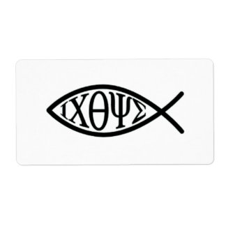 Étiquette Symbole de poisson chrétien ICHTHYS ou ICHTHUS