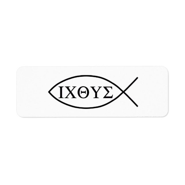 Étiquette Symbole de poisson chrétien ICHTHYS ou ICHTHUS Éti (Devant)
