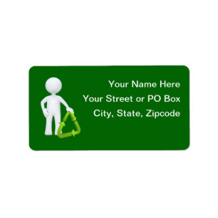 Étiquette Symbole de recyclage vert et homme