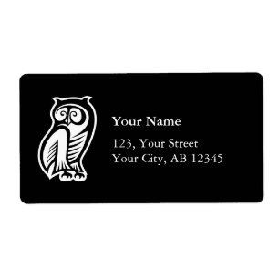 Étiquette Symbole hibou blanc