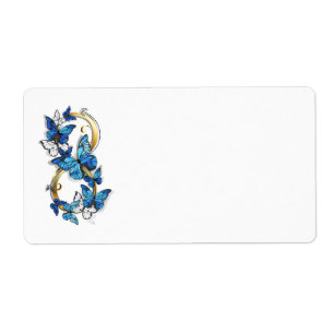 Étiquette Symbole infini de papillons Morpho bleus