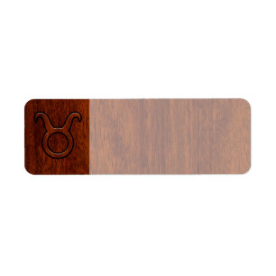 Étiquette Symbole Taurus Zodiac en Mahogany Style imprimé
