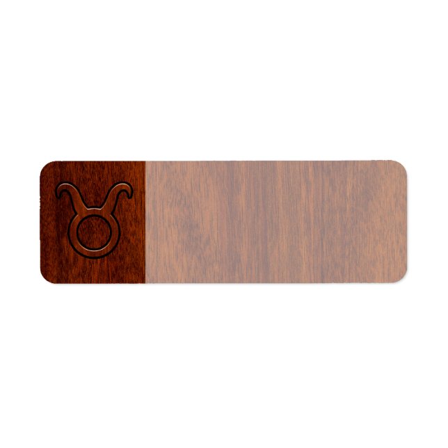 Étiquette Symbole Taurus Zodiac en Mahogany Style imprimé (Devant)