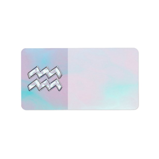 Étiquette Symbole Zodiaque Aquarius sur Mère de Pearl Nacre (Devant)