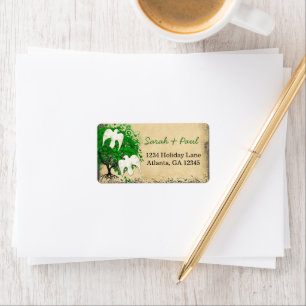 Étiquette Sympathique Whimsical Emerald Green Heart Arbre fe