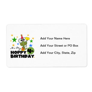 Étiquette T-shirts et cadeaux 4th Birthday Frog Hoppy