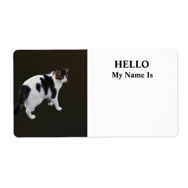 Étiquette Tabby Blanc Avec Patches Sombres (Devant)