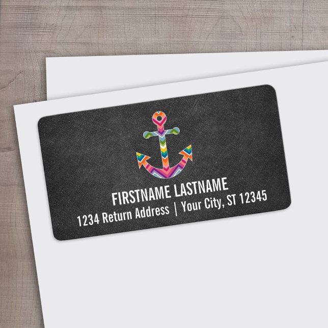 Étiquette Tableau de bord d'Ancres nautiques avec Chevrons l (Custom Address Label)