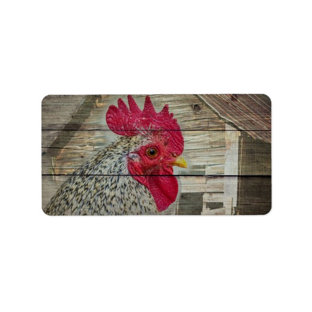 Étiquette Tableau de la grange de poulet rustique Rooster (Devant)