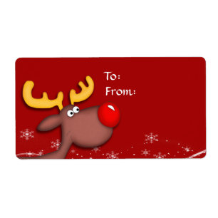 Étiquette Tag cadeau de Noël Rudolf