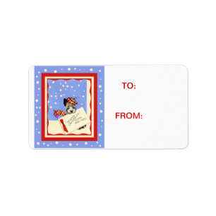 Étiquette Tag Scotty Chig Scottish Terrier Christmas Greetin