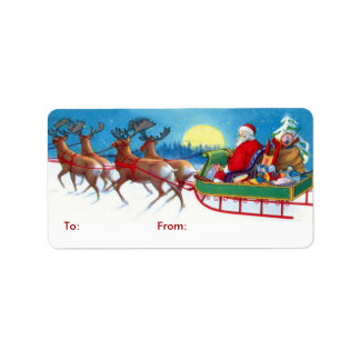 Étiquette Tags cadeaux de Noël Père Noël vintage