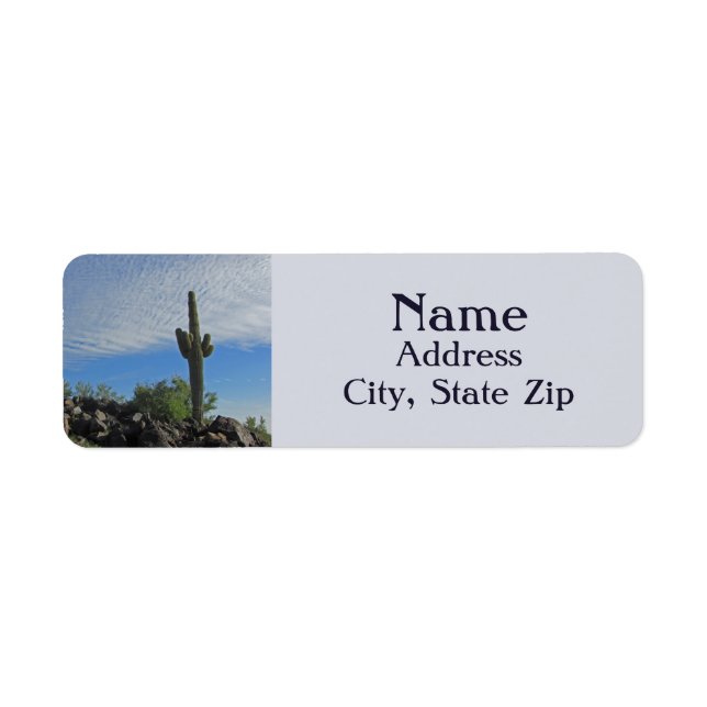 Étiquette Tall Saguaro Cactus Plante Sud-Ouest Désert Photo (Devant)