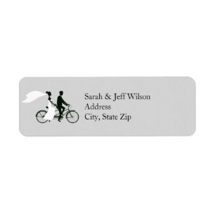 Étiquette Tandem Bicycle Grey Mariage Retourner l'adresse Ét
