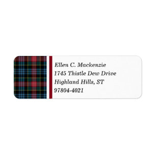 Étiquette Tartan écossais rouge et bleu de clan de Cumming