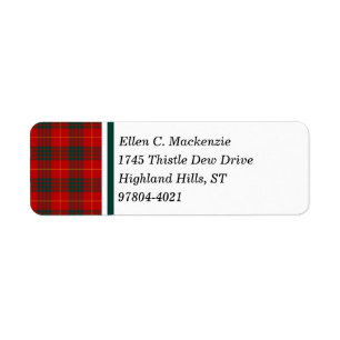 Étiquette Tartan écossais rouge lumineux de clan de Cameron