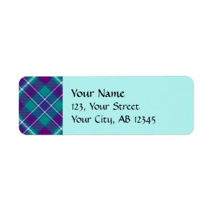 Étiquette Tartan vert, mauve et bleu