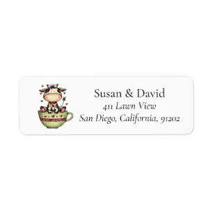 Étiquette Tasse de thé vache fantaisiste mignonne Ferme Mais