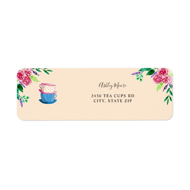 Étiquette Tasses de thé de fête de thé simple mignon Mariage (Devant)