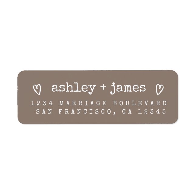 Étiquette Taupe Gray Heart Couple Return Address (Devant)