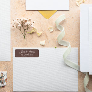 Étiquette Taupe Noms Stylisés Mariage Adresse de retour