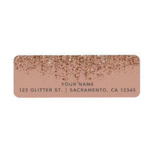 Étiquette Taupe Rose et Bronze Or Paillettes Glam Chic Party