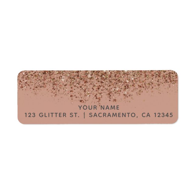 Étiquette Taupe rose et bronze Parties scintillant or Glam C (Devant)