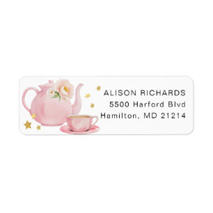 Étiquette Tea Party Baby shower Adresse de retour Label