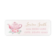 Tea Party Baby shower Retourner l'adresse Étiquett