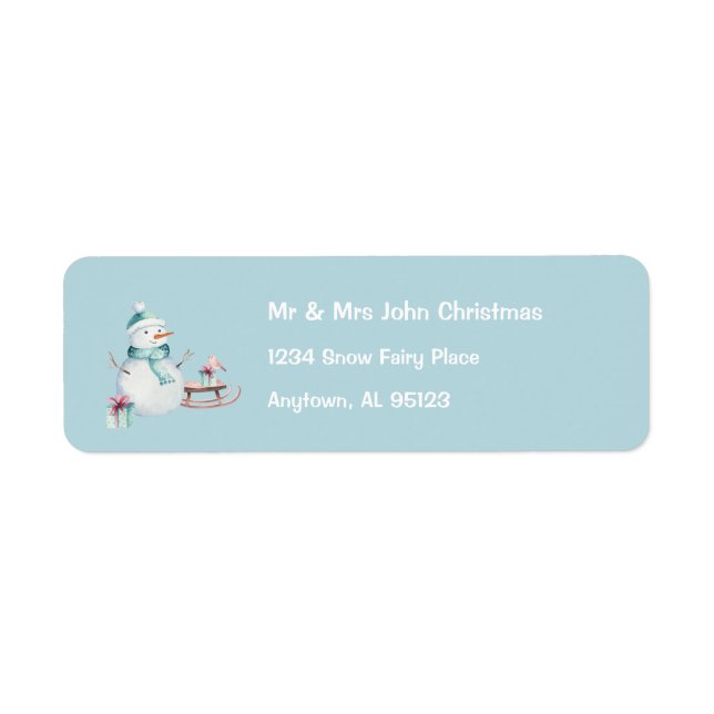Étiquette Teal Snowman Custom Return Address Holiday (Devant)