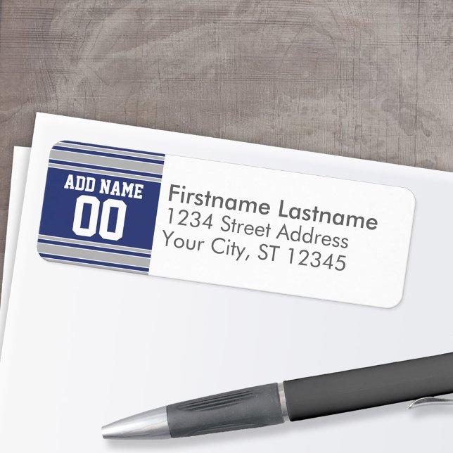Étiquette Team Jersey - Nom personnalisé - Adresse de retour (Personalized Return Address Label)