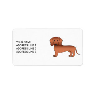 Étiquette Teckels à poil court rouge Chien de dessin animé m