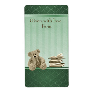 Étiquette Teddy Apportez un livre Baby shower neutre plaques