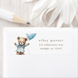 Étiquette Teddy Bear Boys Baby shower Adresse de retour