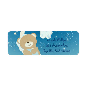 Étiquette Teddy Bear Moon & Stars Baby shower Invitation
