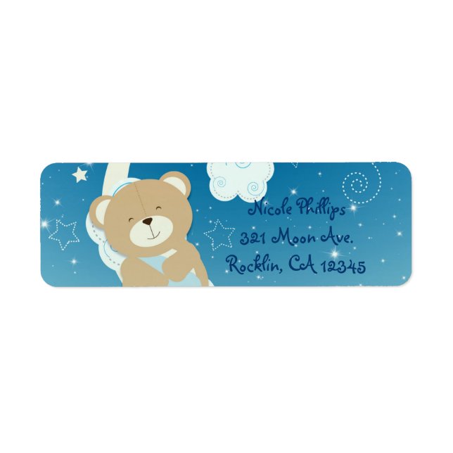 Étiquette Teddy Bear Moon & Stars Baby shower Invitation (Devant)