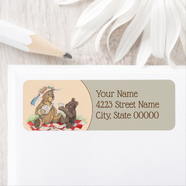 Étiquette Teddy Bear Tea Party (En situation)