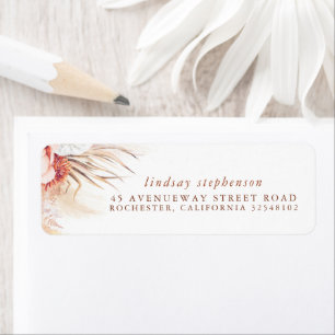 Étiquette Terracotta Floral Pampas Grass Mariage