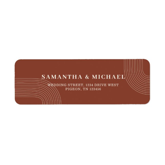 Étiquette Terracotta Simple Line New Weds Mariage adresse (Devant)
