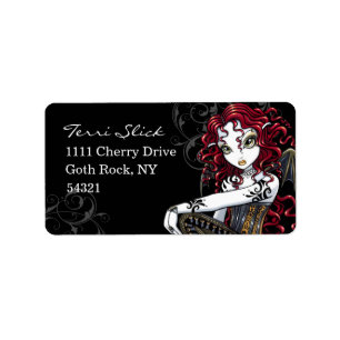 Étiquette "Terri" gothique Rouge Rose Tattoo Fairy Art Étiqu