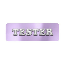 Étiquette Tester 3D gris argenté violet Contanteurs d'échant