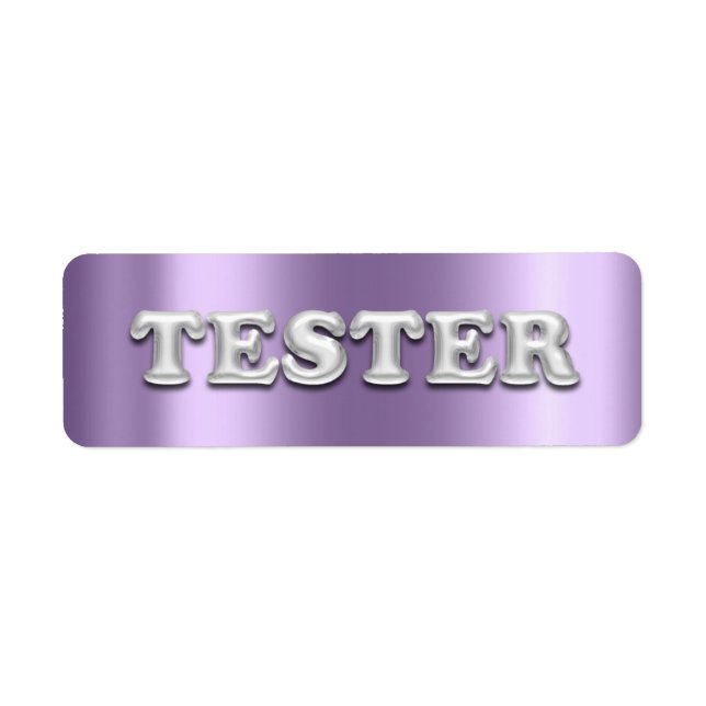 Étiquette Tester 3D violet d'argent Contanteurs d'échantillo (Devant)