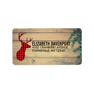 Étiquette Tête de cerf avec Antlers sur Faux Wood - Rustique