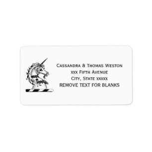 Étiquette Tête de Licorne Héraldique Blason Emblème