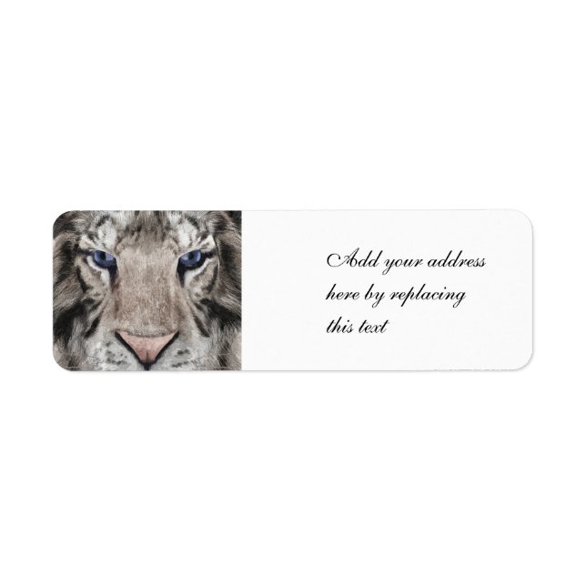 Étiquette Tête de Tigre Blanc Esthétique Faunique (Devant)
