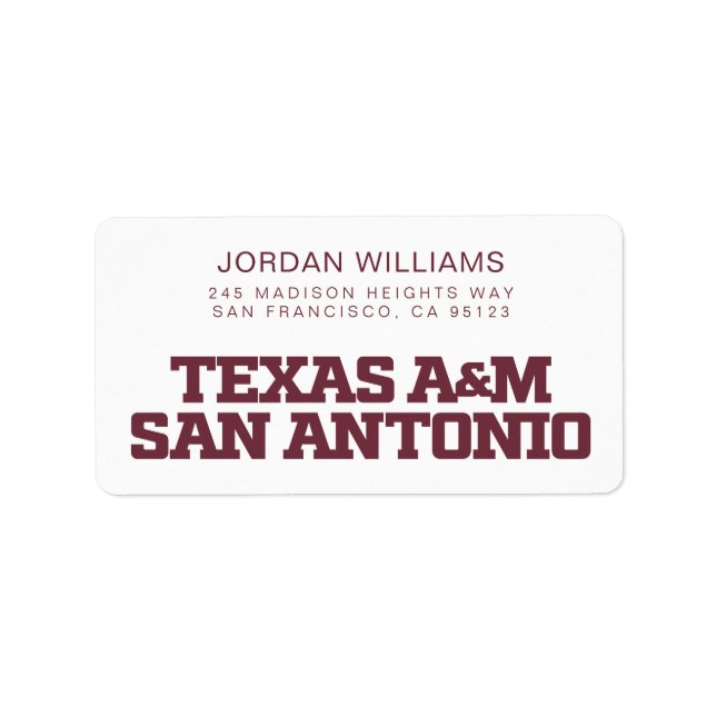 Étiquette Texas A&M San Antonio (Devant)