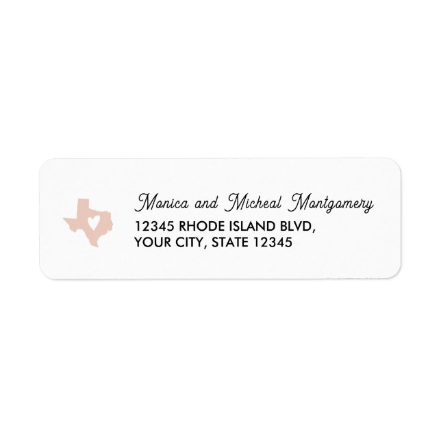 Étiquette TEXAS State Map with Heart - N'IMPORTE QUELLE COUL (Devant)