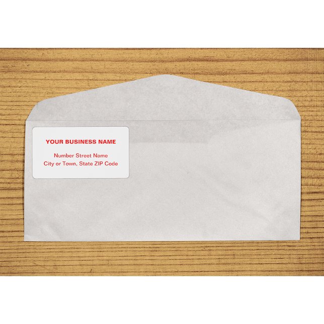 Étiquette Texte Aligné au Centre Basé sur l'Expédition Comme (Center aligned red plain text business shipping label on envelope)