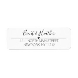 Étiquette Texte et coeur simple en noir blanc