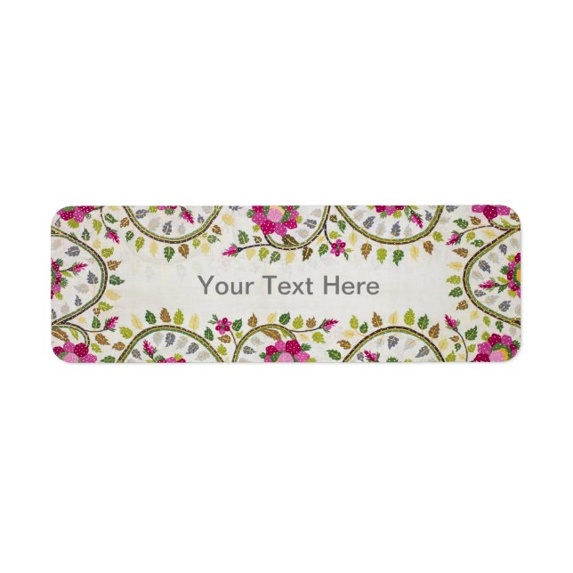 Étiquette Texte personnalisable, Motif Peonies, William Morr (Devant)